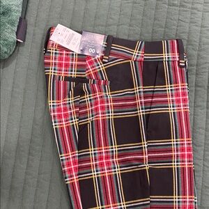 J. Crew Plaid Straight Leg Pants - Red, Yellow, Black